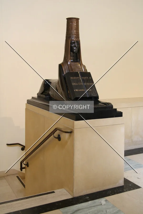 Sphinx at the top of the staircase