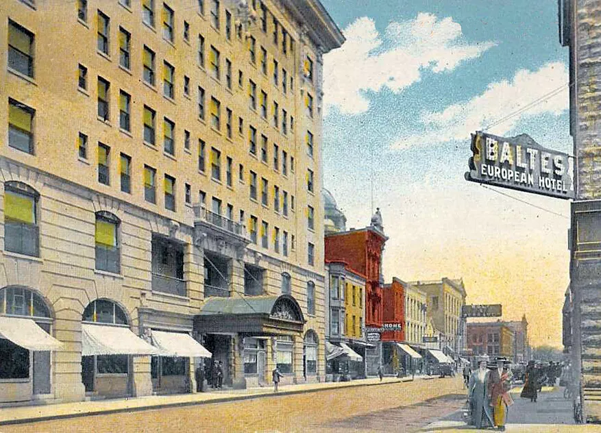 View from the southwest along Berry Street