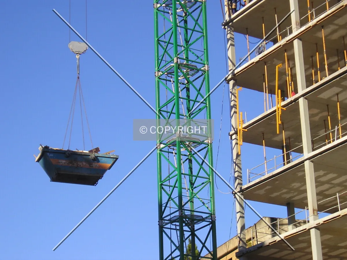 View of the crane working