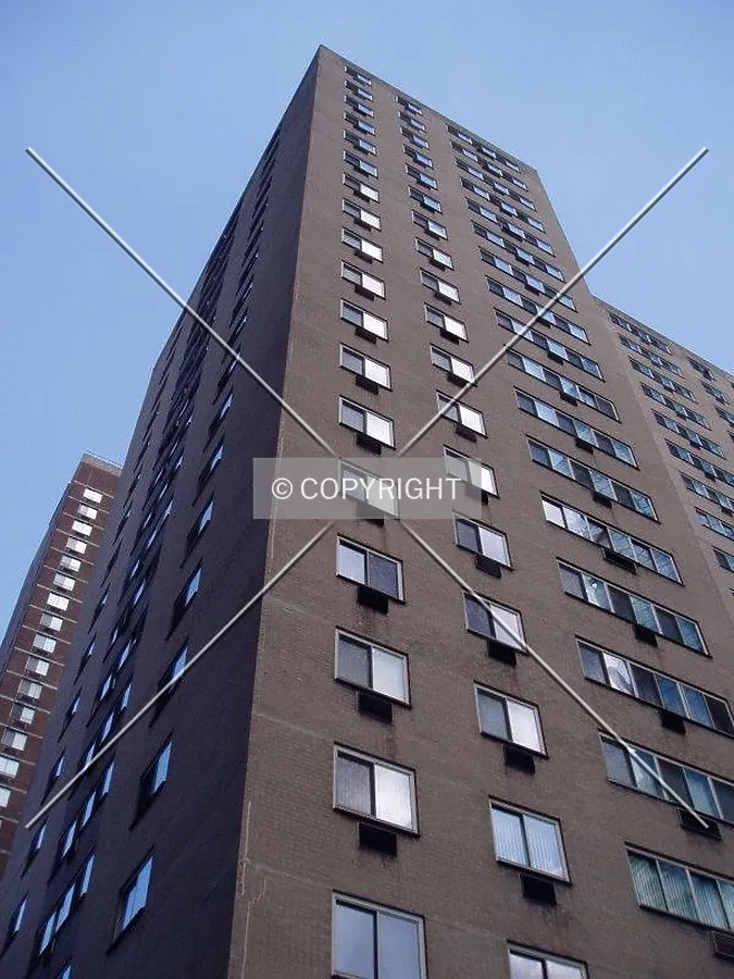 The southwest corner from below on 20th Street