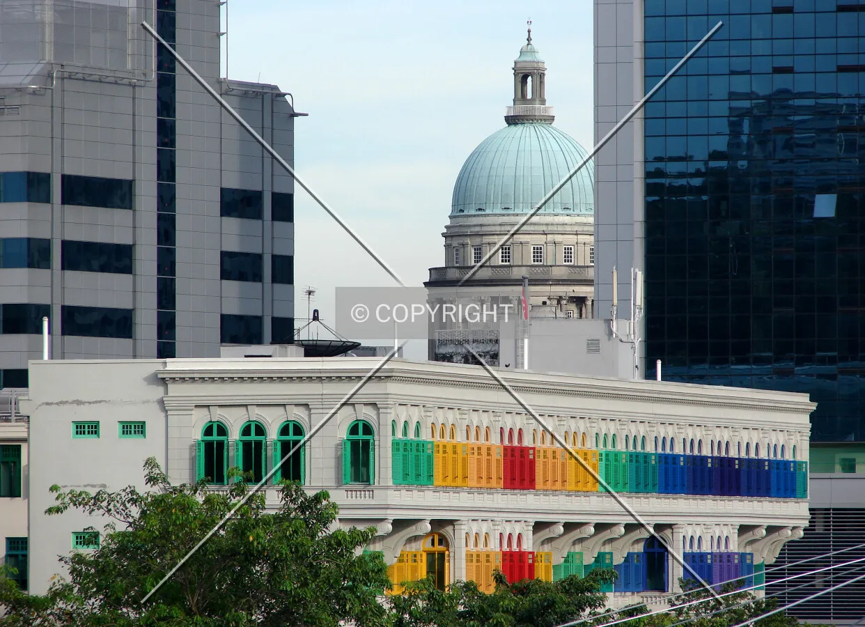 The famous, colourful windows as seen from the west