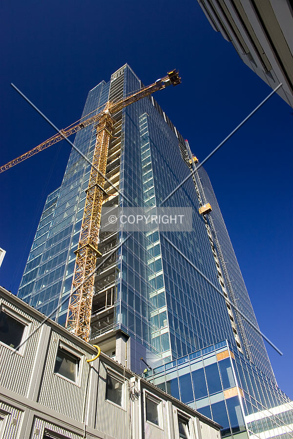 Looking up the southeast corner
