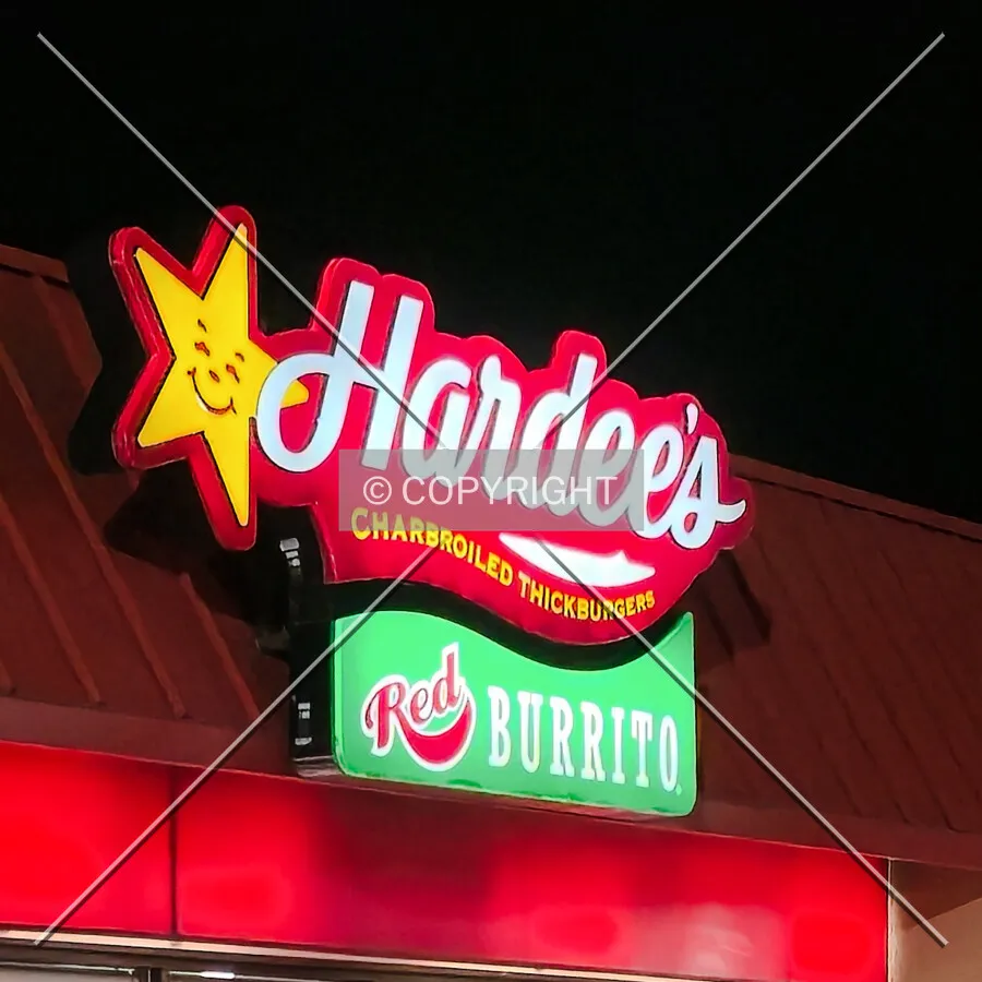 Signage at night, Sunday January 18, 2026