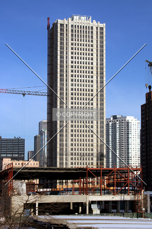 View from the west with the tower crane coming down on the other side