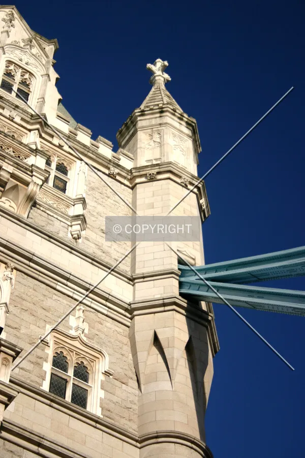 Looking up at the east turret on the south tower