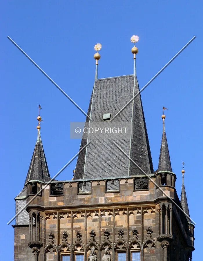 Gothic spires at the top