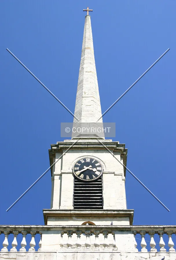 The spire and clock tower