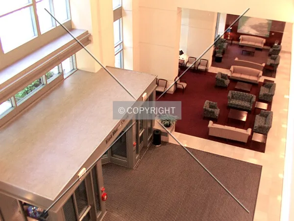 Looking down on the entrance and waiting lounge