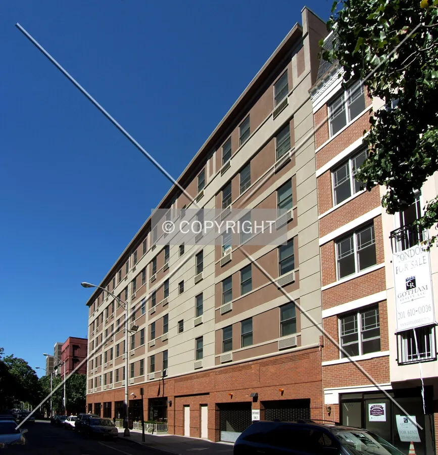 View from the southeast along 1st Street