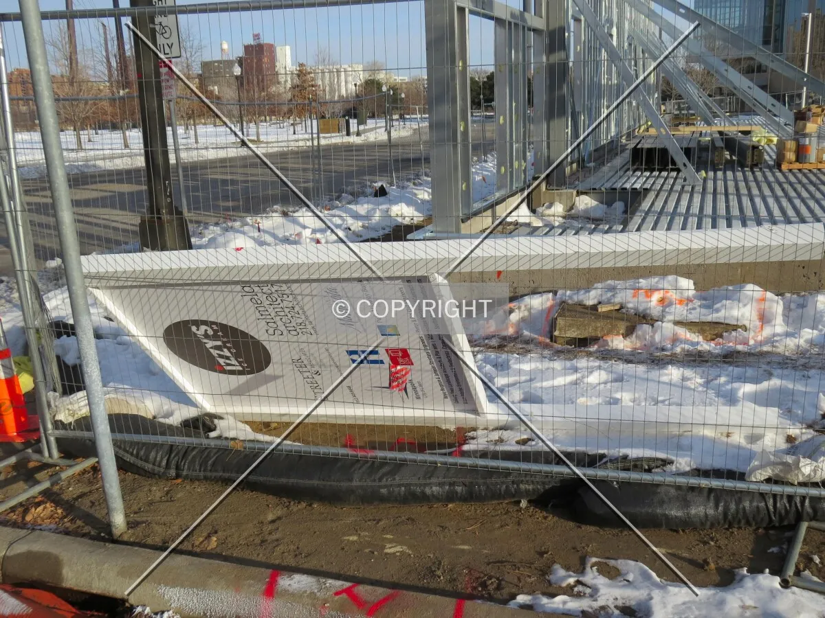 Construction placard, awaiting installation
