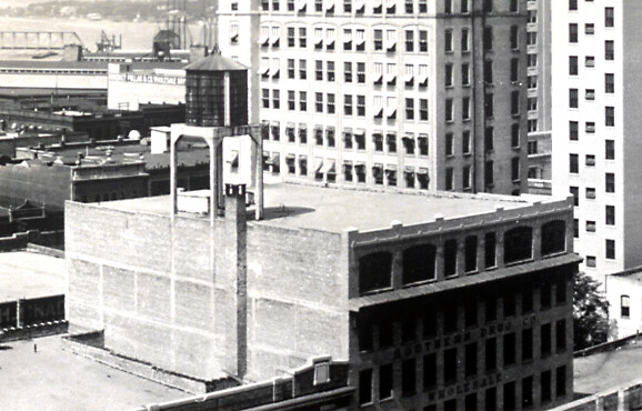 Vintage view from the northeast showing the upper stories