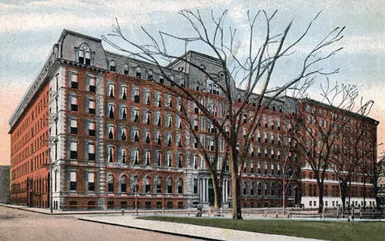 Vintage view from the southeast showing 1914 addition to the right