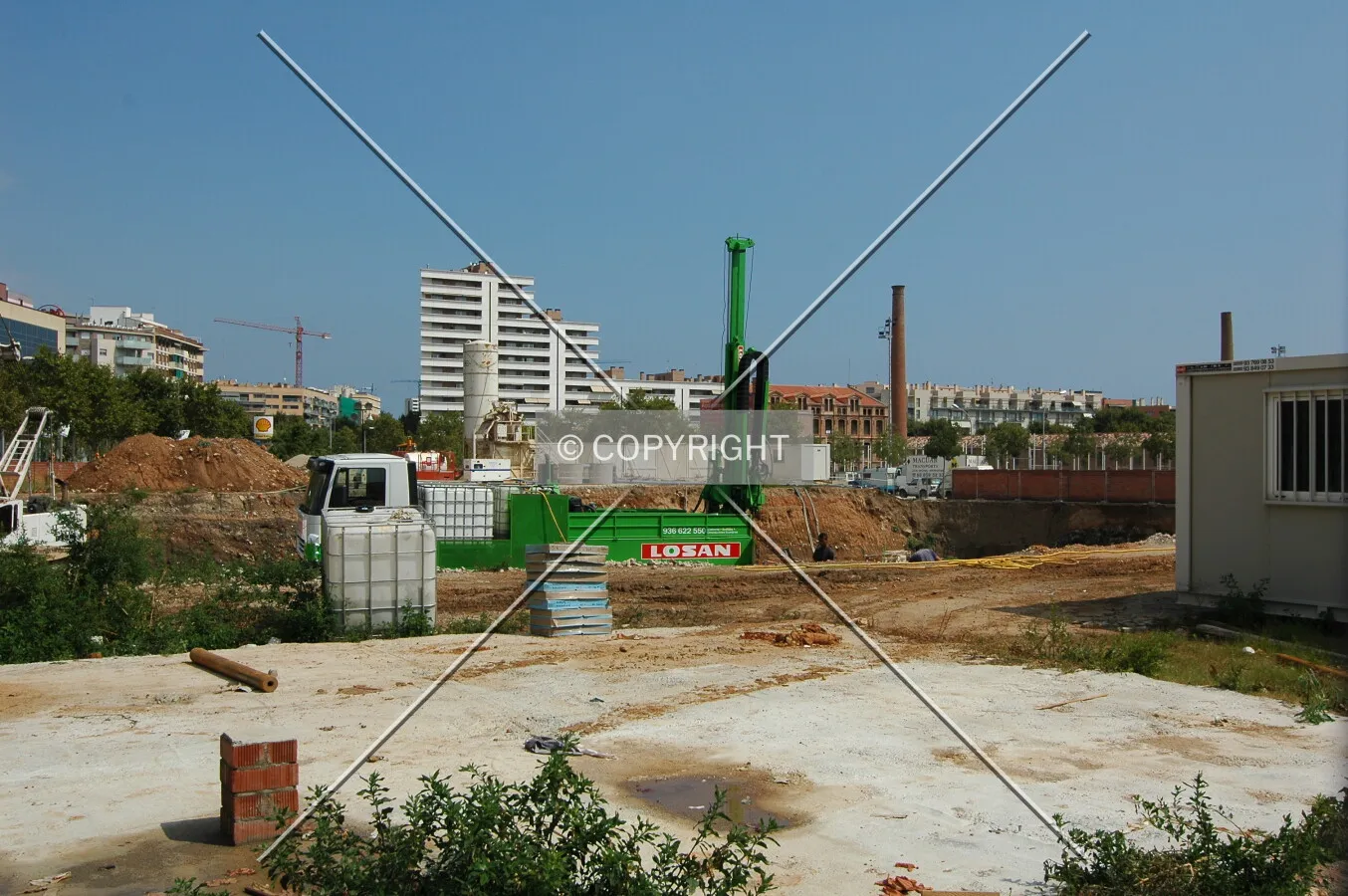 Working on the building's foundations