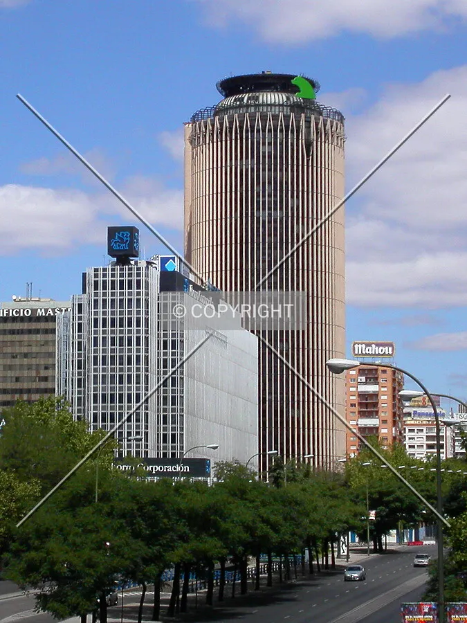 As seen from the Paseo de la Castellana