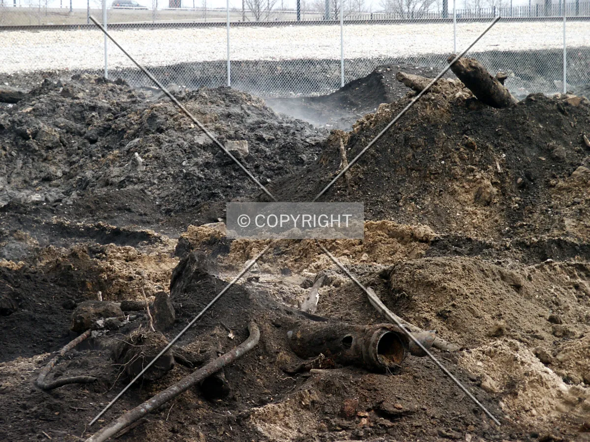 Pipes, roots, clay, and other products of excavation