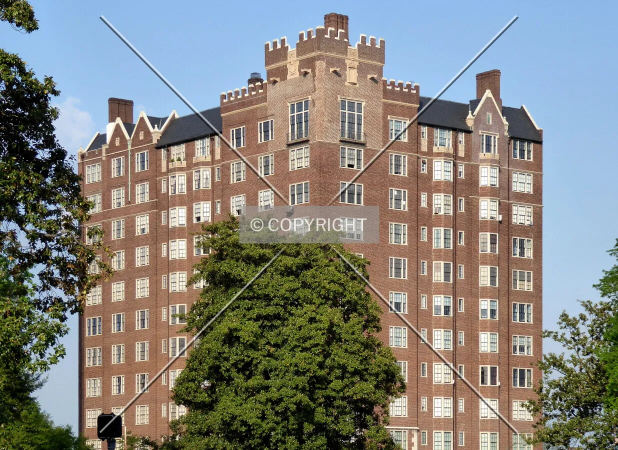 From the southwest across Monroe Park
