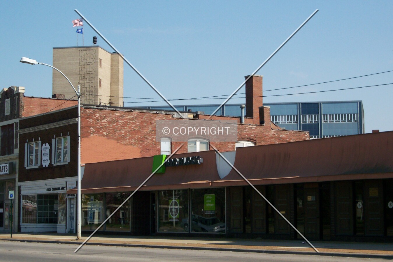 Seen in the distance from Niedringhaus Avenue to the northwest; April 17, 2005
