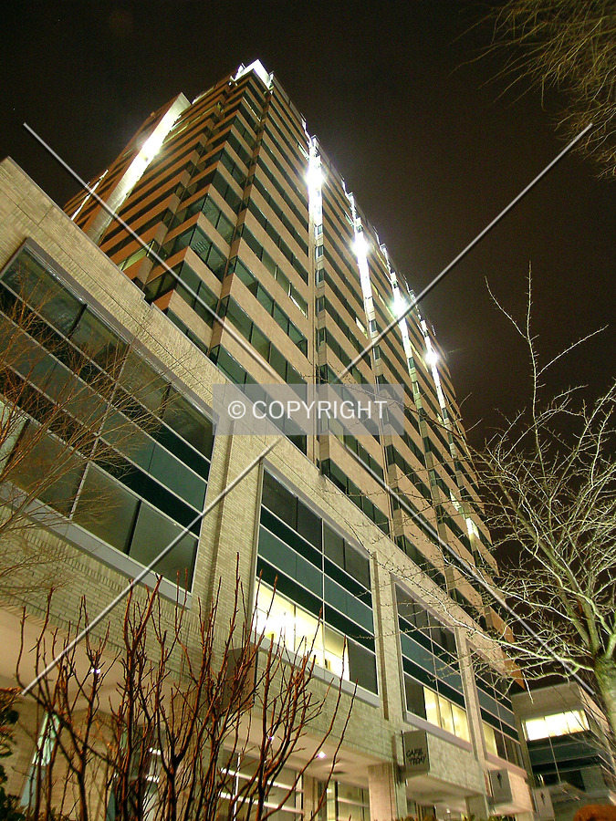 Looking up the southwestern facade
