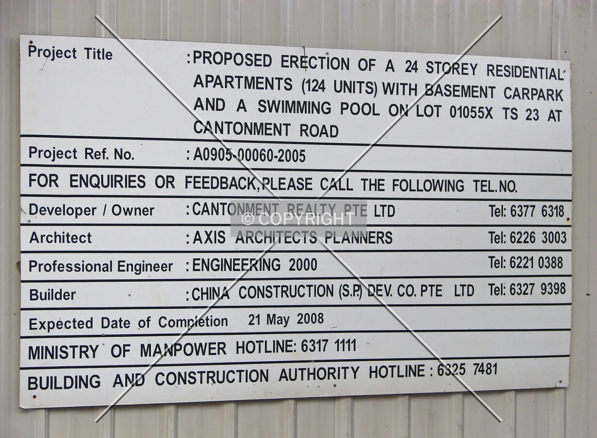 Project Information displayed on the construction site fence