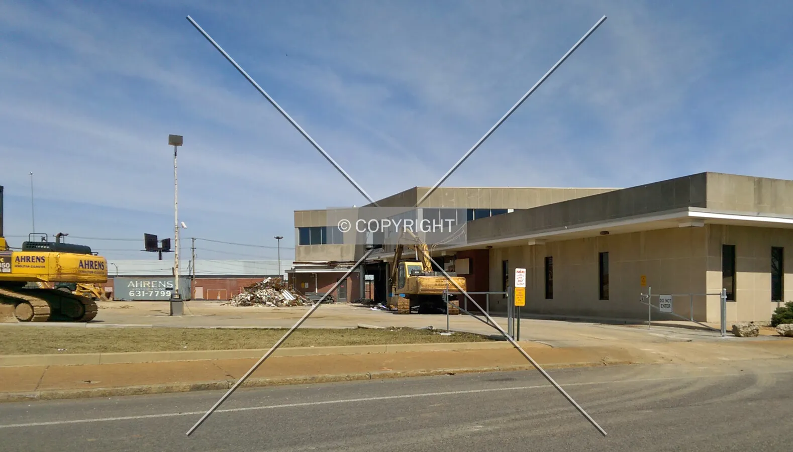 View from the southwest during demolition; March 16, 2015