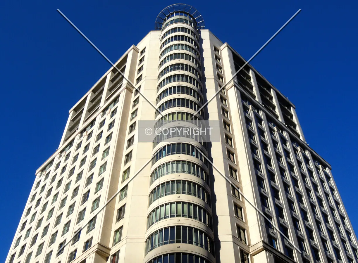 Looking up the northeast corner
