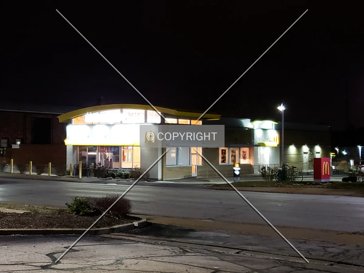 View from the southwest at night; December 19, 2018