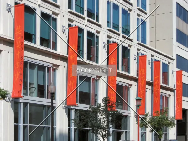 Banners along 7th Street NW, reflecting its location at the edge of Chinatown