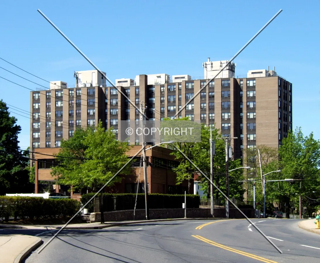 View from the northeast along Maple Avenue