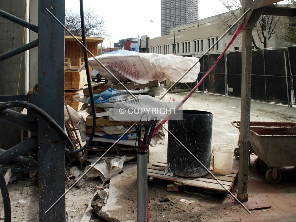 Looking east on Grace Street inside the construction fence