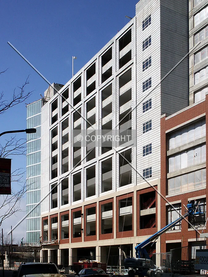 South facade of the parking garage