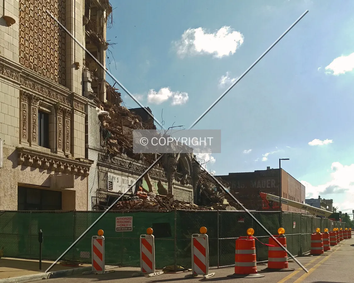 View from the northeast during demolition; May 18, 2015