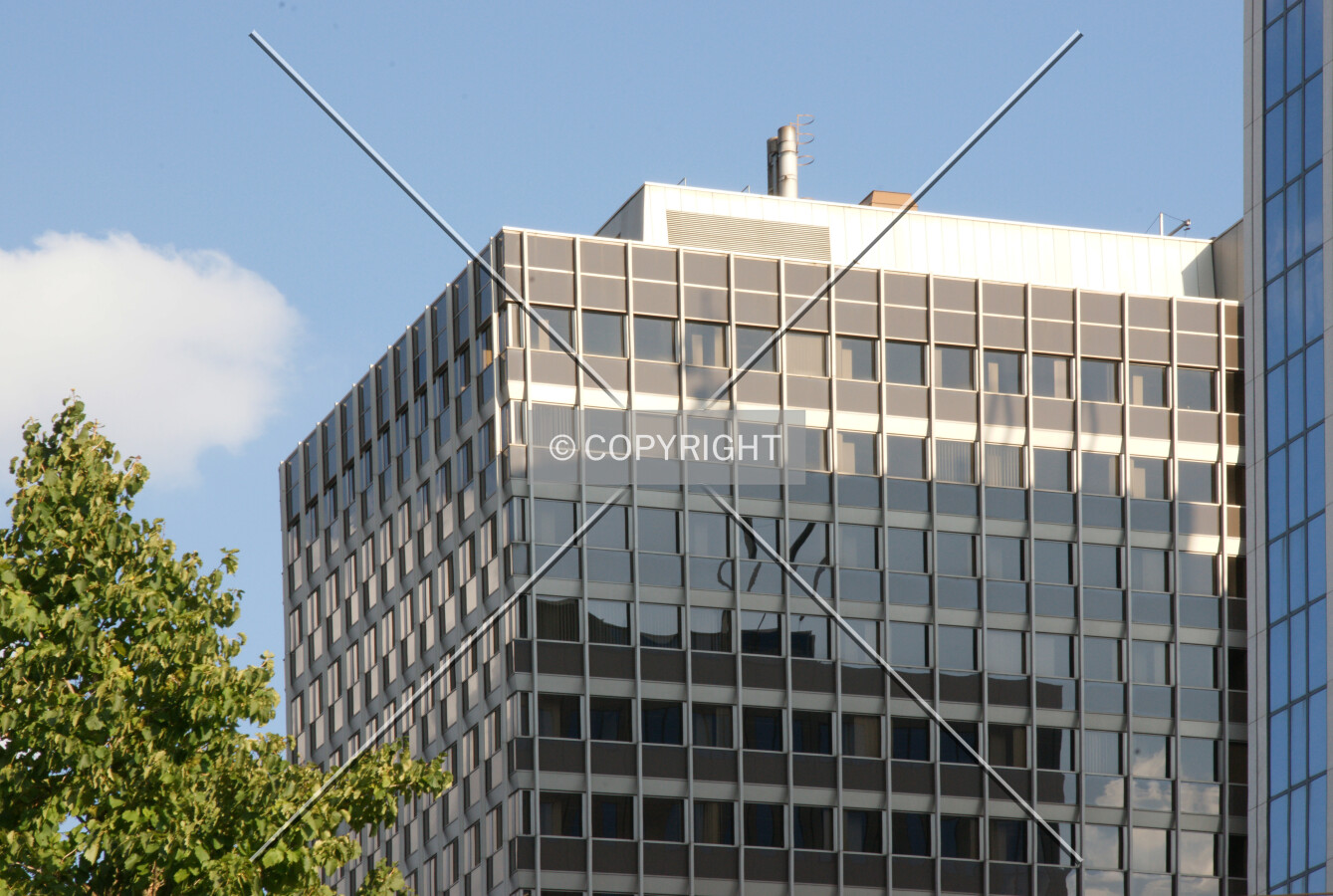Facade detail at the top of the building