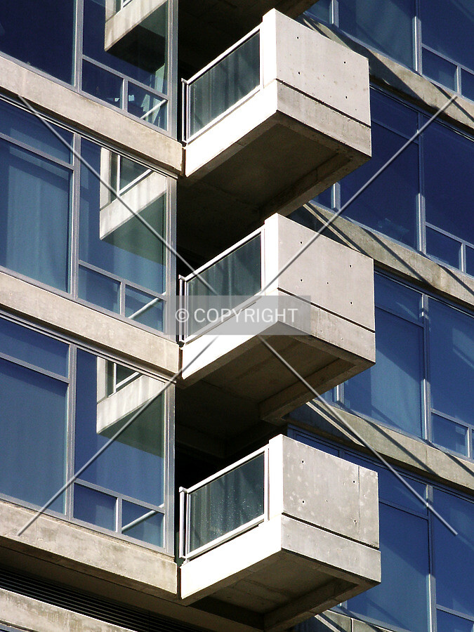 Balconies and their reflections on the north side