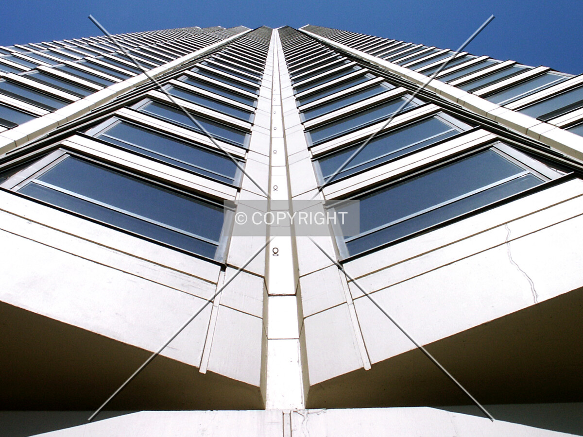 Looking up the south facade