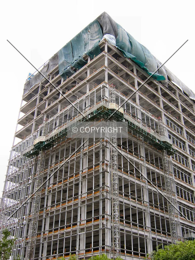 Looking up the southwest corner