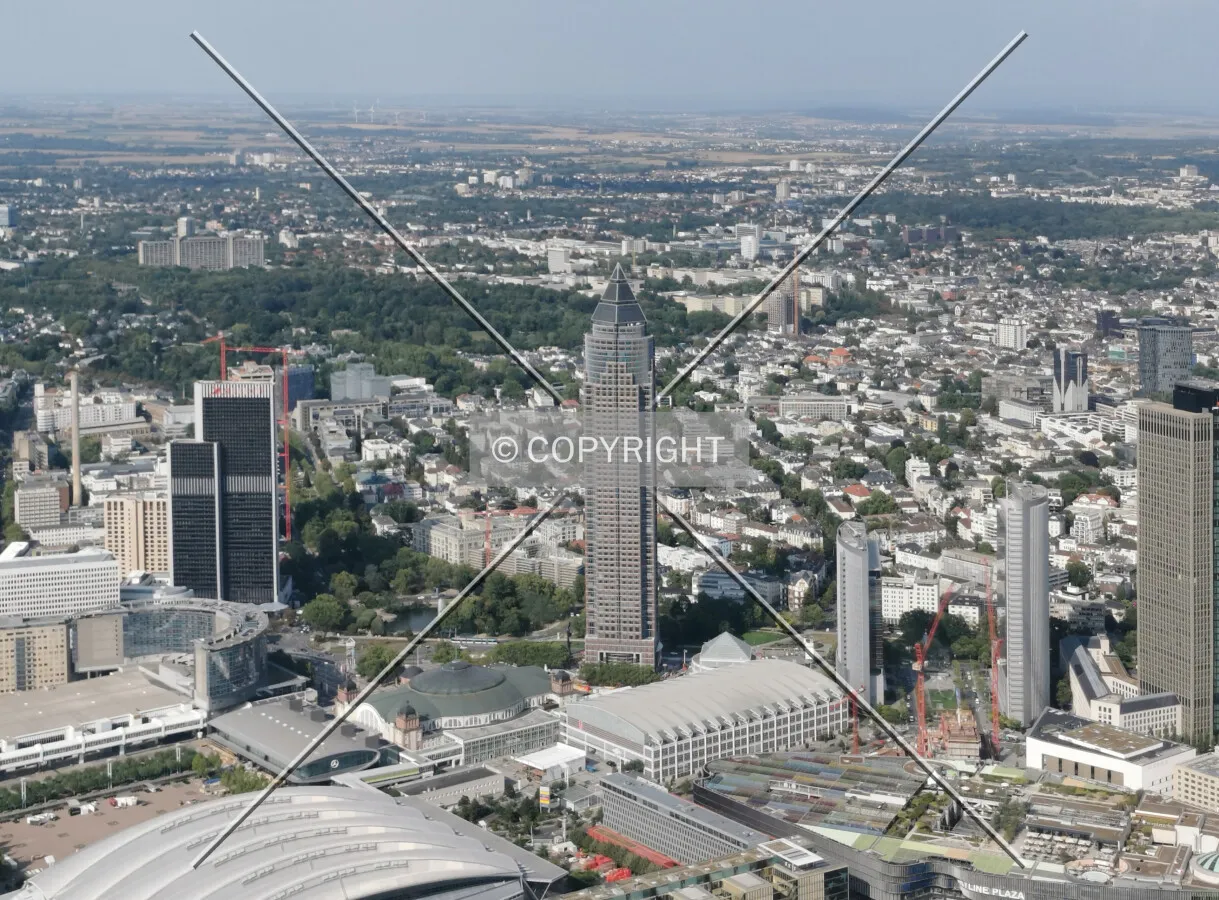 Flight with a helicopter over Frankfurt