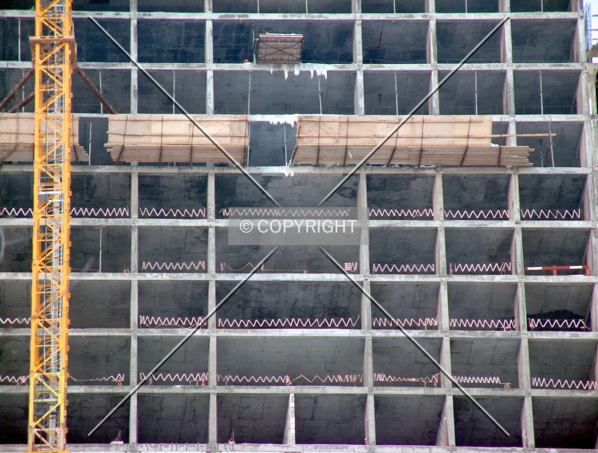 Looking up at the top floors with no facade installed yet