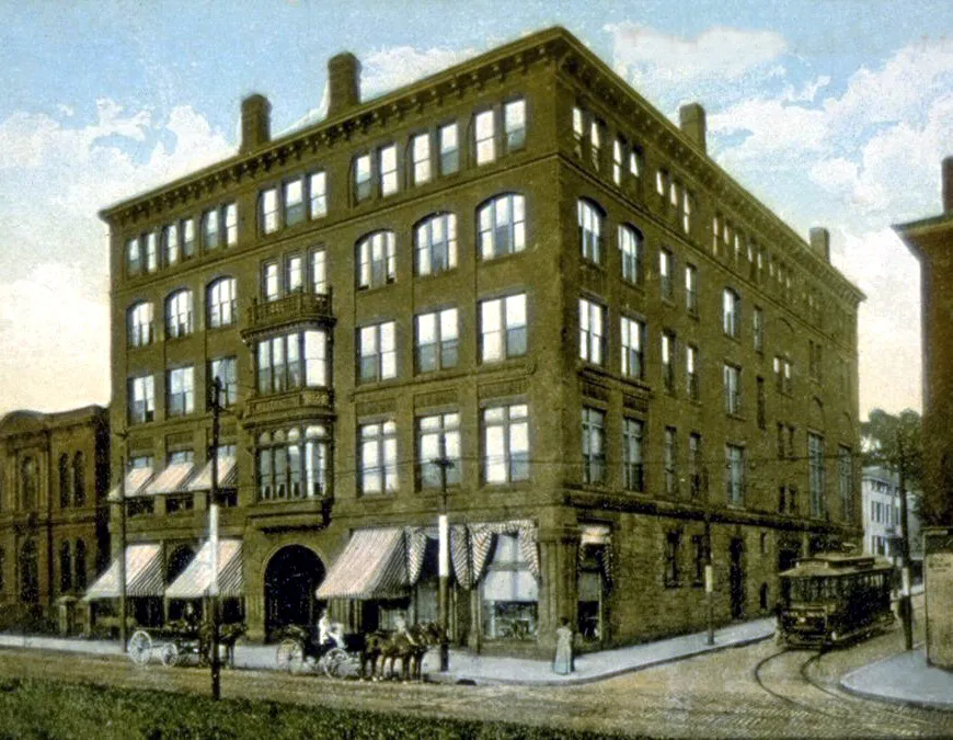View from the southwest before addition of the sixth story