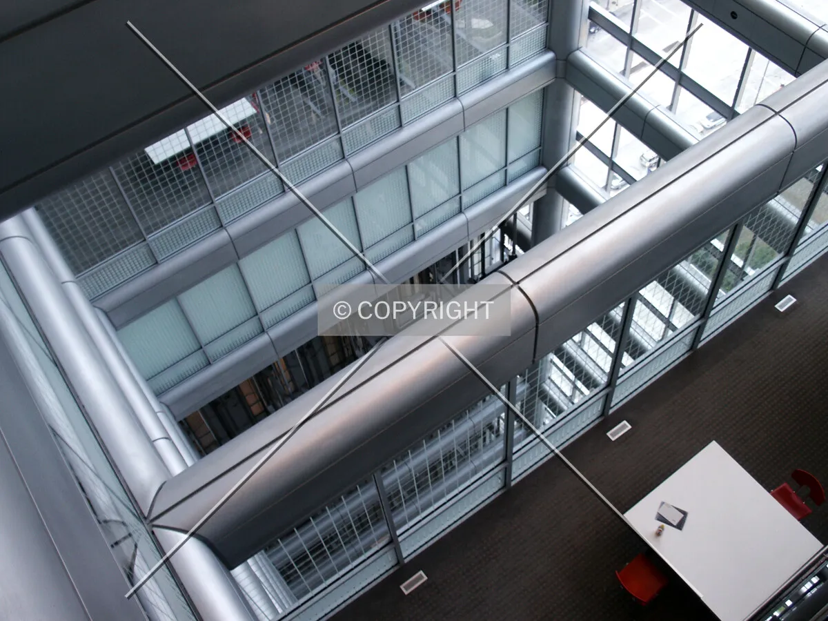 Looking down the west side of the atrium