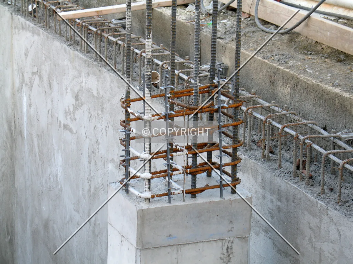Top of a column that will support the first above-grade floor