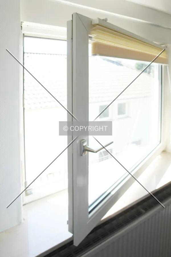 A tilt-turn window in turn position
