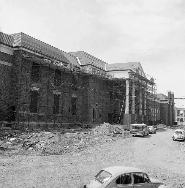 Vintage view while under construction; 1973