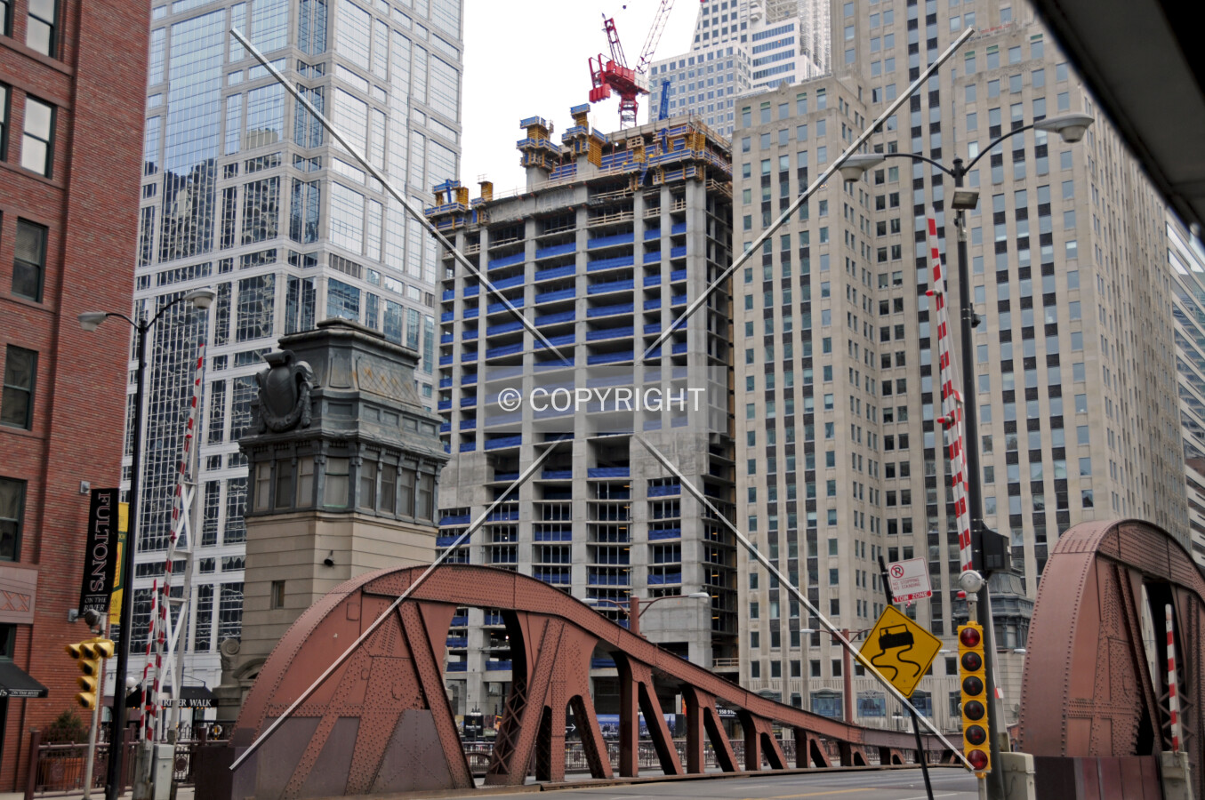 Looking southeast from the 300 block of North LaSalle Street