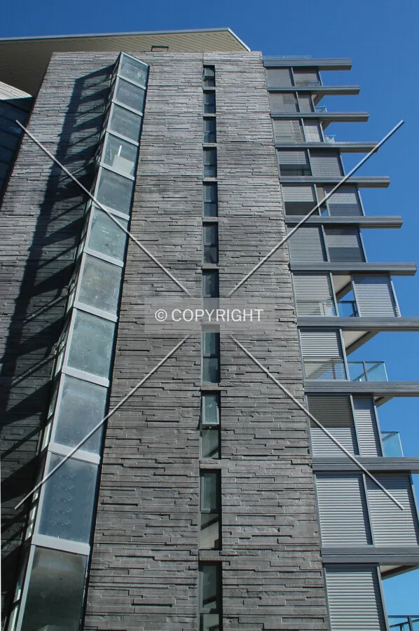 Looking up from Bowman Street