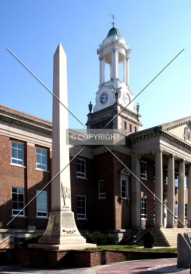 From the west with the Bedford Confederate Memorial