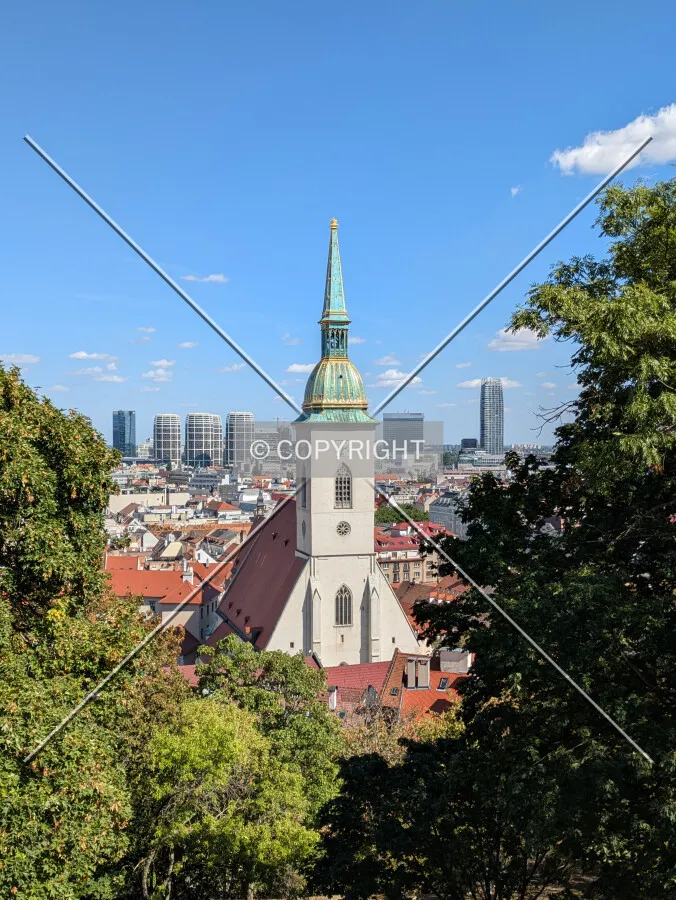 From the west with the Bratislava skyline at rear