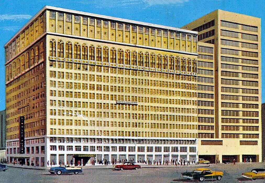 View from the northeast showing the Dinkler Plaza addition of 1954-56