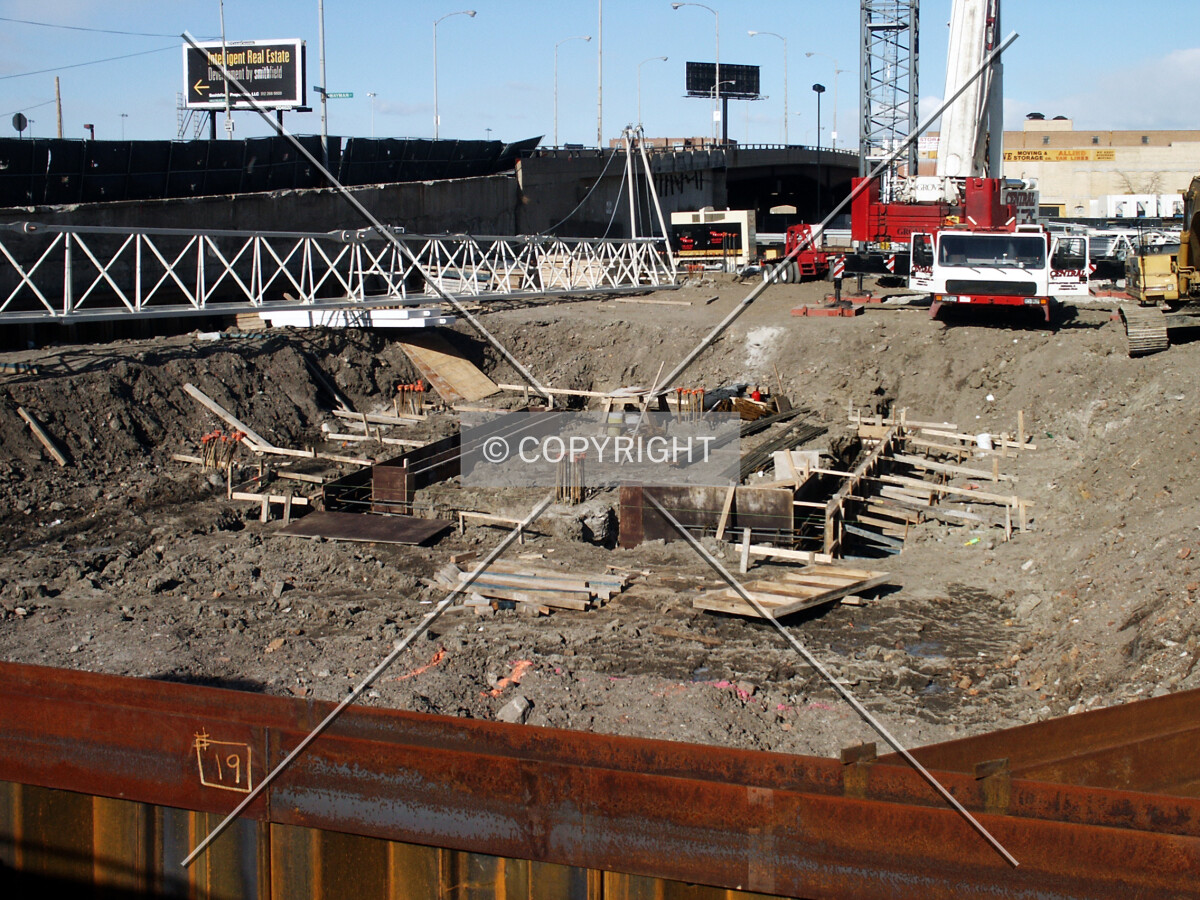 Foundations seen from Fulton Street