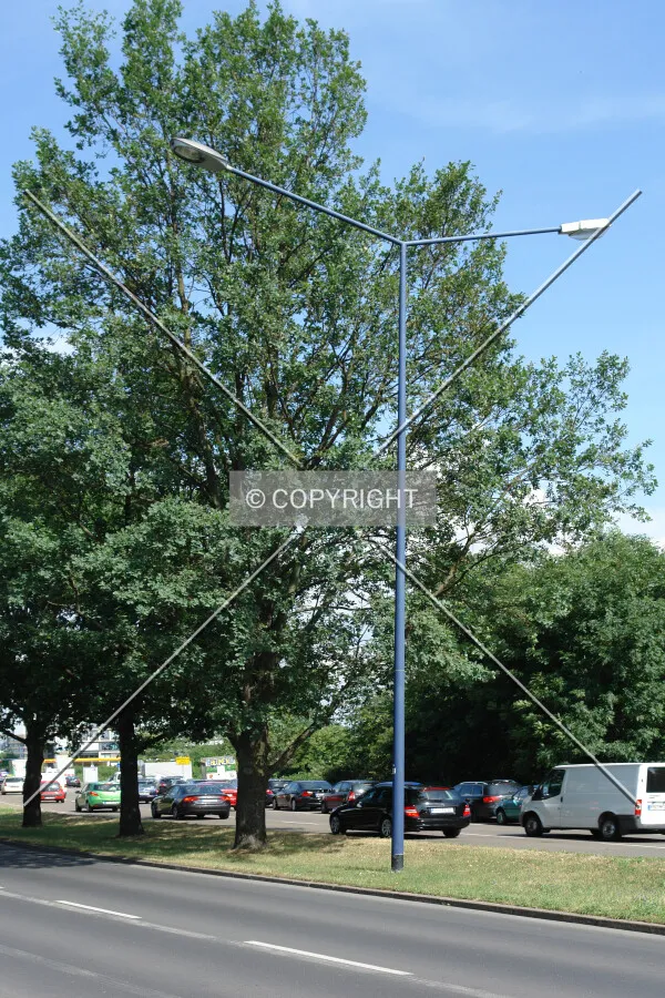 A blue street lamp