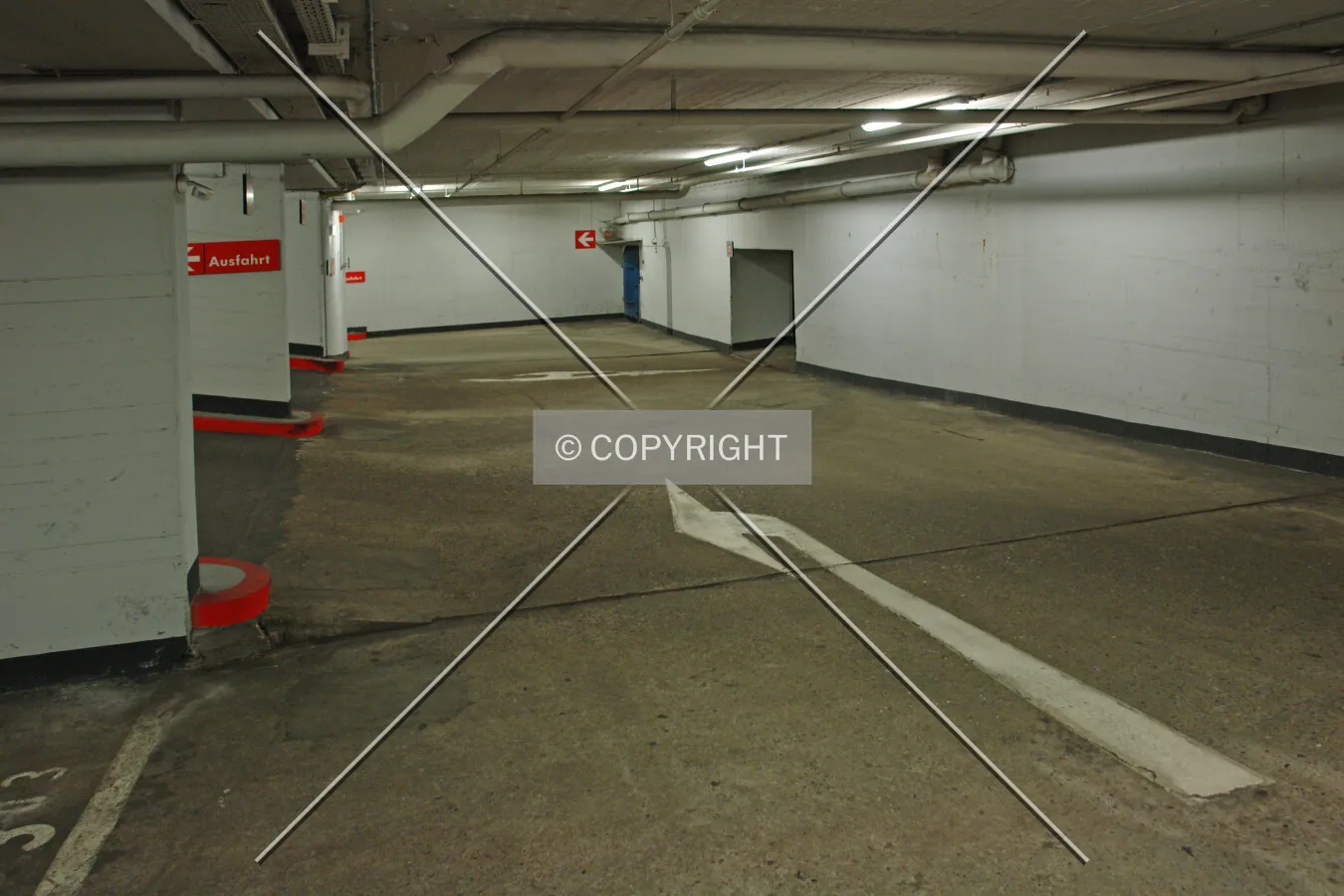 An underground parking deck